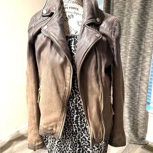 Women’s Taupe Grey Real Leather Jacket